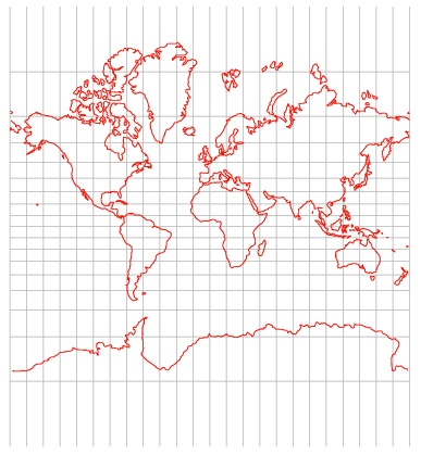 Mercator projection of the earth